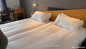 STEPMOTHER SHARES HOTEL BED AND HER ASS WITH STEPSON!