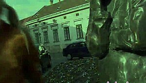 Very Public Peeing Session in Open Outdoor Spot