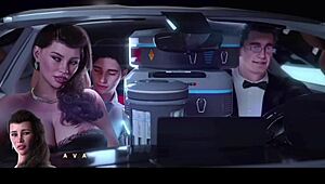 In this 3d hentai, i'm touching my stepmom's fat outfit in front of her boyfriend, it's so sexy with monster cock