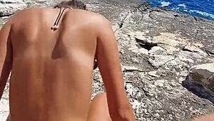 Quick Sex with Hot Teen 18+ on Public Beach in Thrilling POV Adventure