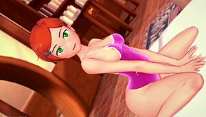 gwen tennyson teases big dick massage in adult swimsuit