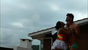 Lunna Vaz And I Fuck On The Balcony During The Party! Big Tits And Ass Exposed.