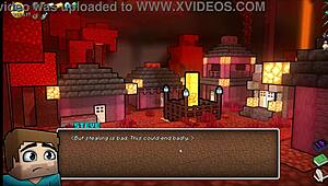 Hornycraft parody hentai game with big cock piglin happy ending