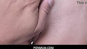 POVMum - Big-titted skinny stepmom Alana Cruise rides stepson’s cock with wild energy.