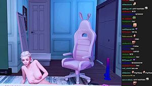 Stupid Streamer Forgot to End Stream During Hard Anal Toy Play in Hentai Sims