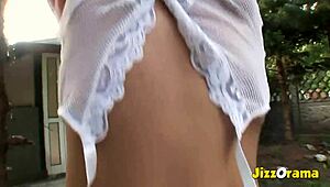 Jizzorama! Mature amateur blonde gets slammed hard in public spot