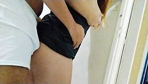 Amateurs in Stockings Grind Cock Doggy Style with Nerd Dryhumping