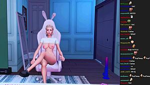 Stupid Streamer Forgot to End Stream During Hard Anal Toy Play in Hentai Sims