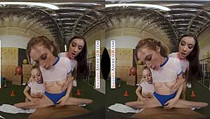 Naughty America unleashes Aiden Ashley, Jazmin Luv, and Lily Larimar on trainer.