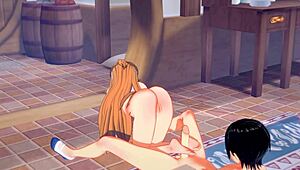 Sword art online hentai asuna licks kirito's cock in bdsm scene