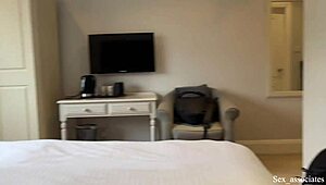 Sharing a bed with my coworker turned into an unexpected hotel fuck early morning!