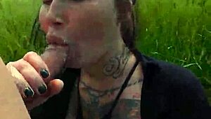 deep throating pov blowjob in outdoor field