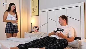 Step brother takes virgin step sister's tight pussy with cum inside