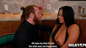 Busty milf sneaks bareback quickie with husband’s best friend. What a risky taboo move!