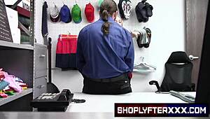 Security Guard Jack Vegas Catches Shoplifter Lily Larimar Stealing Necklace