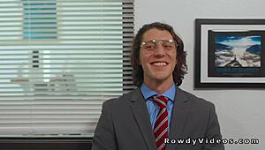 gay coworker getting fucked bareback until cum in office