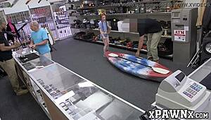 Little redhead temptress bangs for cash in pawnshop! 😲