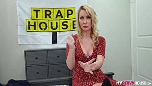 Stepmom Sydney Paige begs stepson to breed her ass!