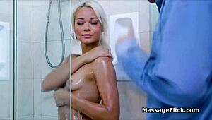 Soapy sitter performs cock massage as extra 😏