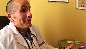 Hey, why’s this blonde babe whining about her boss to the doc?