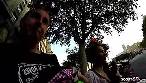 Skinny teen Tania picked up for rough beach assfuck. Old guy drills her hard in public.