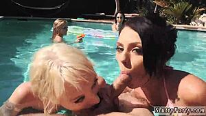 I’m Thrilled by This Wild Outdoor Orgy at the Summer Pool Party with College Pals!
