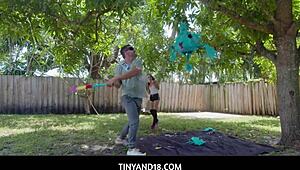 Yo, petite step sisters gave stepbro a wild birthday bang!