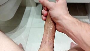 Masturbating and cumming in the bathroom