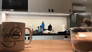 young amateur wife caught on voyeur cam while doing dishes