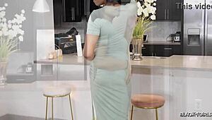 Black-Tgirls Star Shows Off Her Womanly Curves in Steamy Kitchen Scene