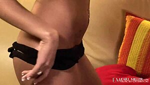 Reagan Manx finger fucks her tight pussy on the couch