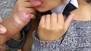 冒险热吹箫街头大胆公共动作