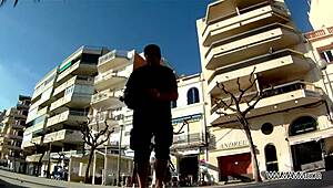 big ass brunette toys with stranger and gets fucked outdoors