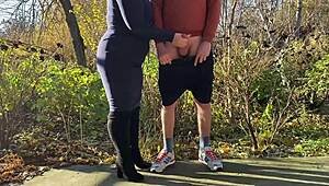 What My Stepson-in-Law Forces Me into with Kinky Nylon Handjob Outdoors