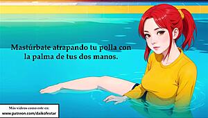 Naughty Hentai Joi Teases at Pool in Spanish