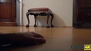 hey, why's your tight pussy taking a stranger's cock while hubby watches with his tiny one?