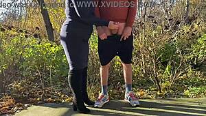 What My Stepson-in-Law Forces Me into with Kinky Nylon Handjob Outdoors