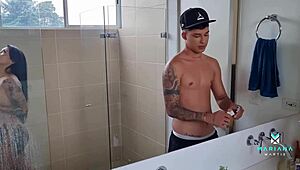 My voyeur stepbrother spies and fills my ass with hot cum