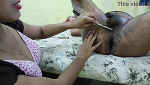 indian maid cleans her boss's cock hair in hindi audio