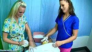 casey and jc simpson give a sponge bath