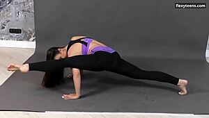 Flexible babe Vera Zachem shows trimmed pussy and big tits