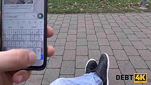 Debt4k Collector Fucks Blonde in Front of Husband