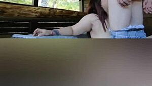 Chubby amateur engages in outdoor activities with sharing and masturbation