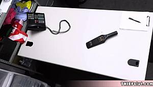 dude, caught this pretty pink teen stealing a sextoy, now the horny guard’s got her bent over