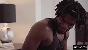 Hot black gay sex gets harder with monster cock