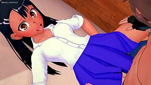 Nagatoro slips into old uniform to play with big uncensored cock!