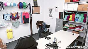 Shoplifter Lily Glee, get fucked hard in the office like a spreadeagle