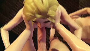 futa tgirl dominates two teen girls in wild shemale action