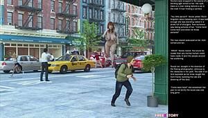 this 3d cartoon features big apple small gesture sex.