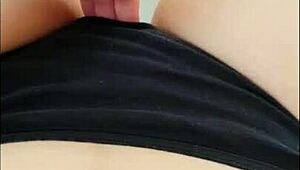 Classic german teen masturbates in black panties during retro softcore session